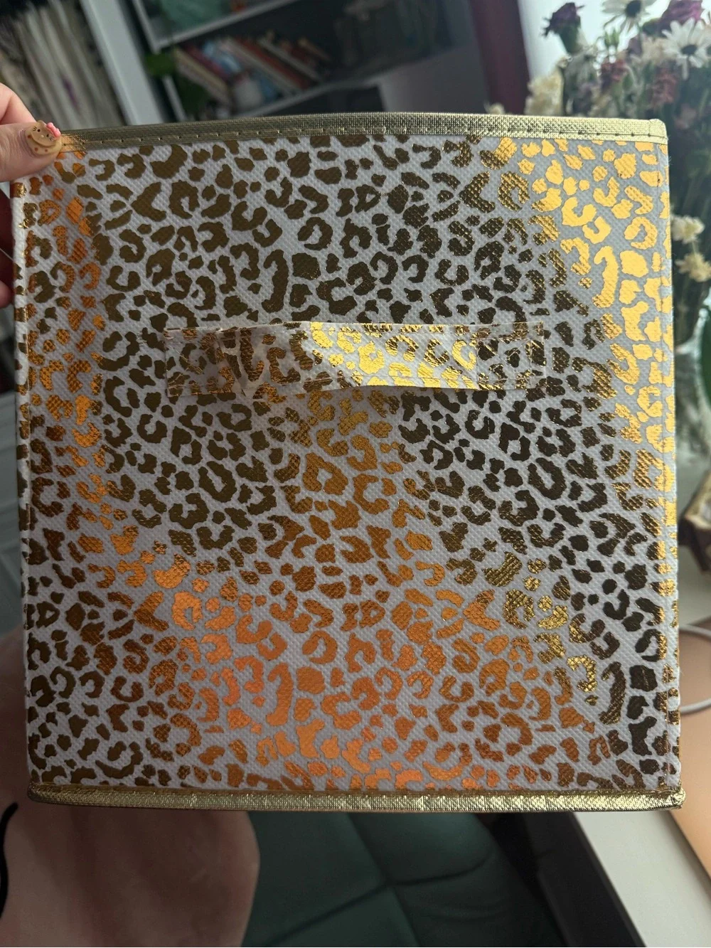 Gold Leopard Print Foldable Storage Bins